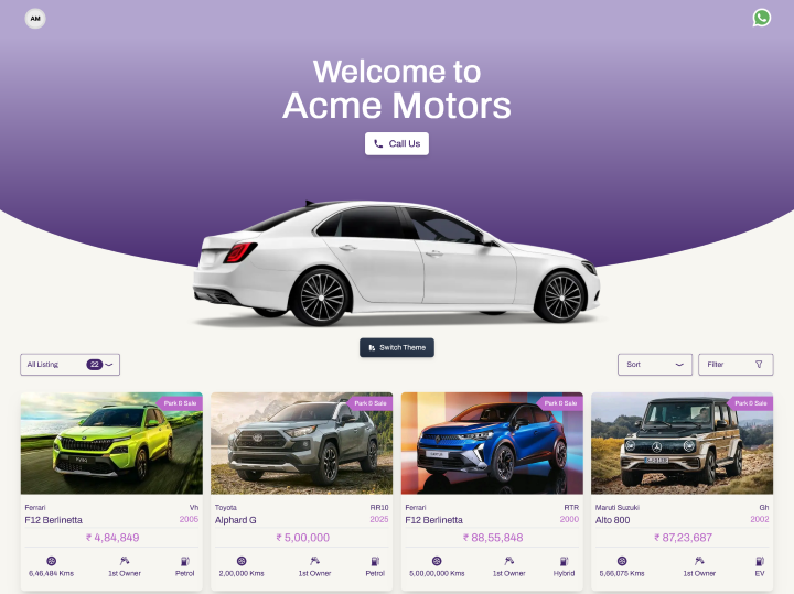 myshowroom online website default theme